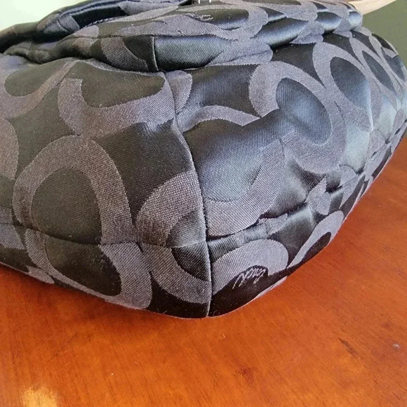 Coach Black Kristen Op Art Hobo Black Signature Jacquard and Leather #16811 - Picture 15 of 16